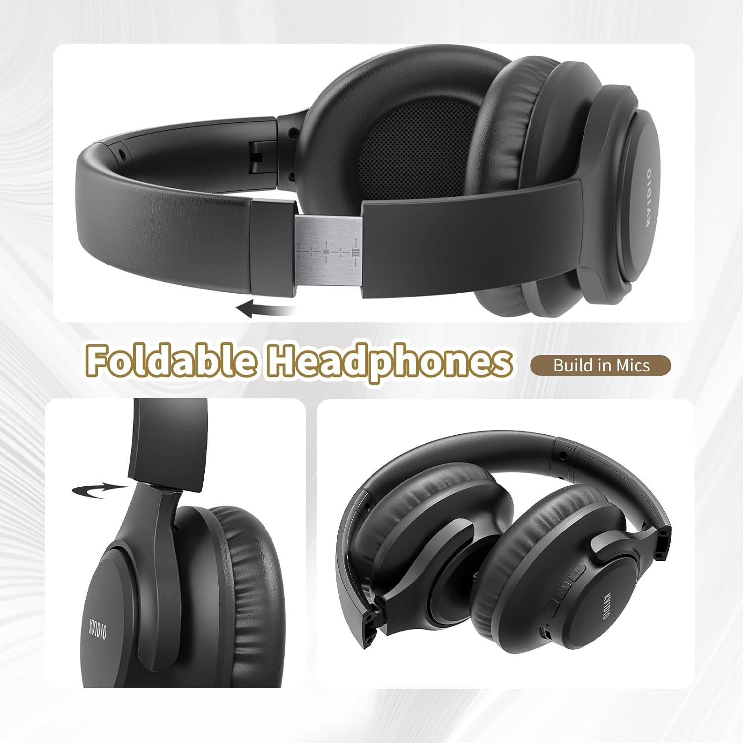 Bluetooth Headphones over Ear, 65 Hours Playtime Wireless Headphones with Microp