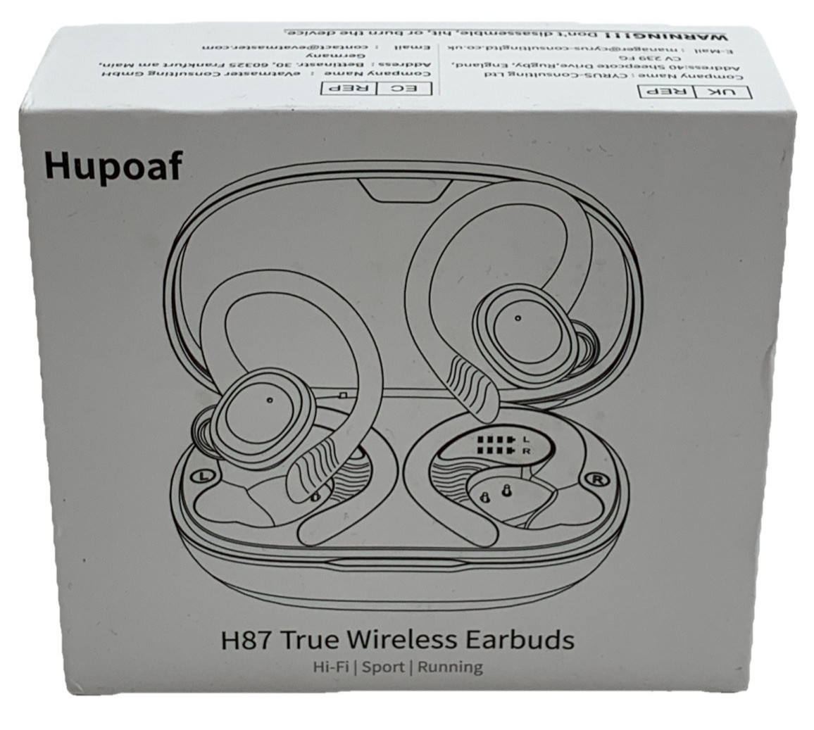 Wireless Earbuds Sport H87 2025 Bluetooth 5.4 Headphones with Earhooks, A-Black