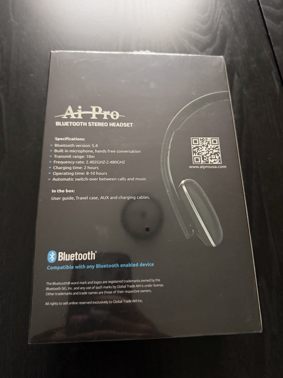 AI Pro 200 Plus Bluetooth Stereo Headset Headphones Black, Foldable, New Sealed