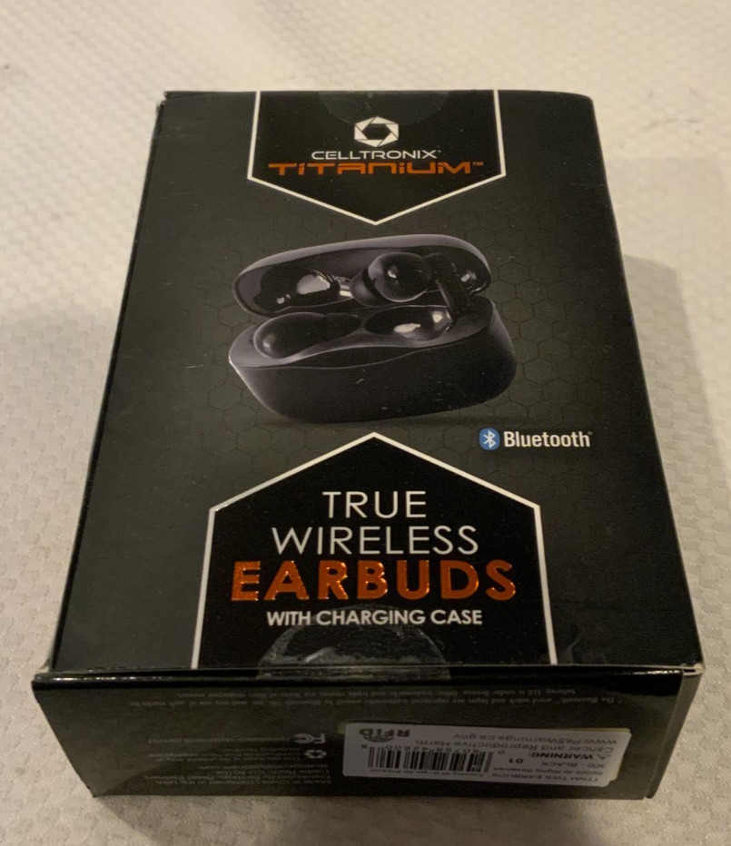Celltronix Titanium True Wireless Earbuds With Charging Case, Color Black, NWB