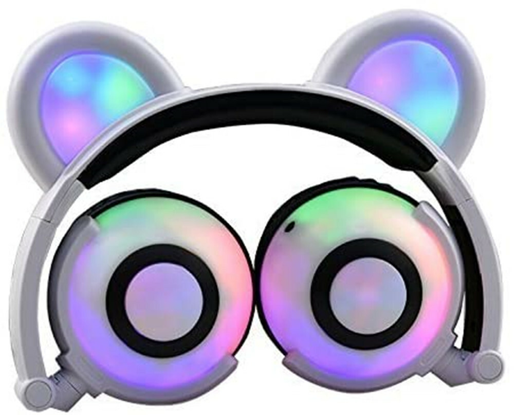 Kids Headphones with LED Lights Bear Ear Headphones Stereo Foldable Boys& Girls