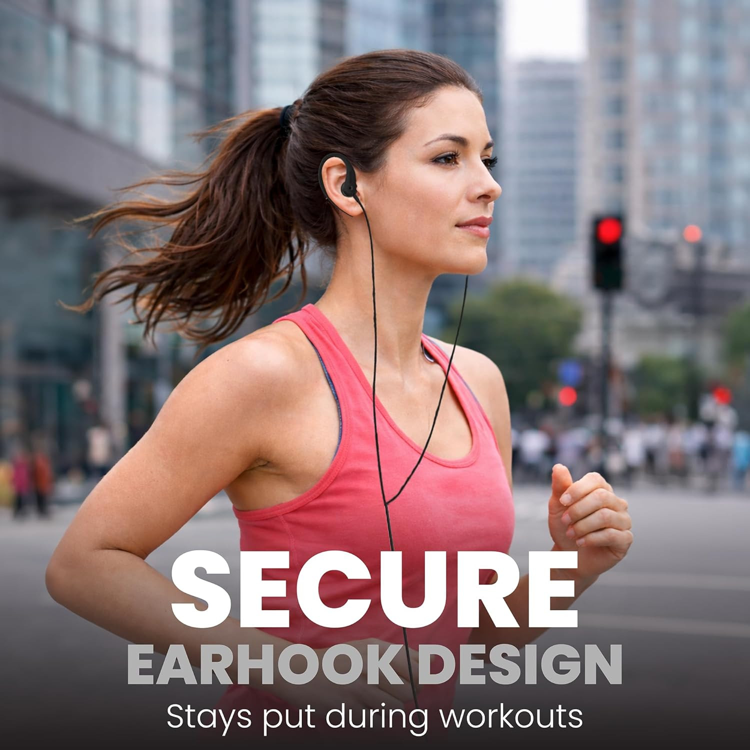 SHS3200BK Flexible Earhook Headphones, Black