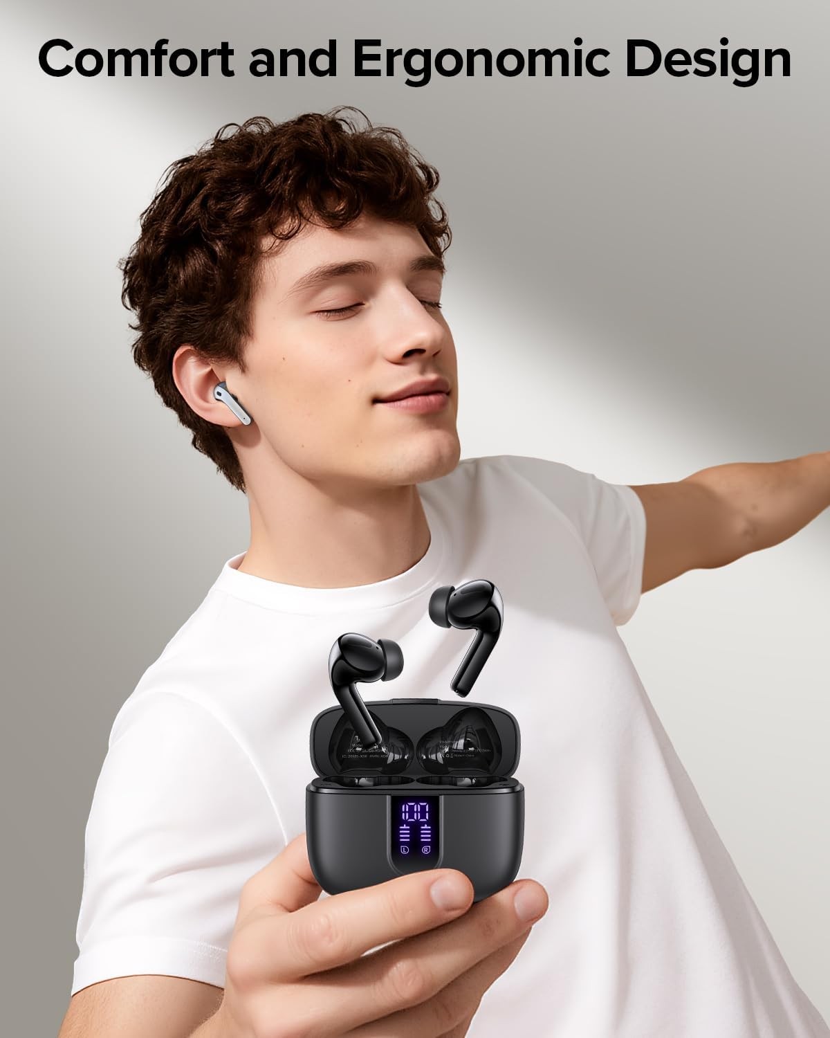 TAGRY Bluetooth Headphones True Wireless Earbuds 60H Playback LED Power Display