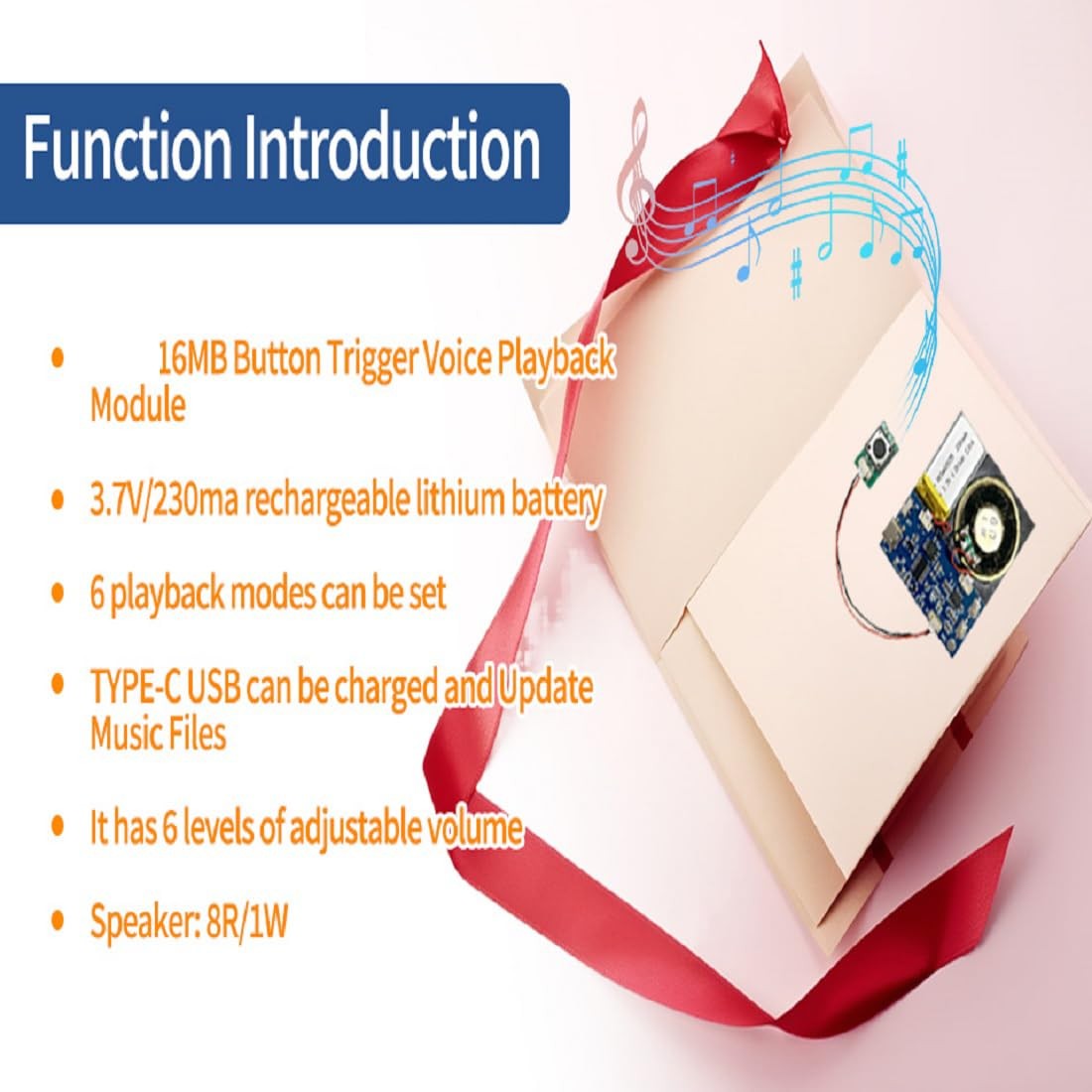 Module – 16MB Push Button Activated Sound Module with Speaker, Type-C Cable, …