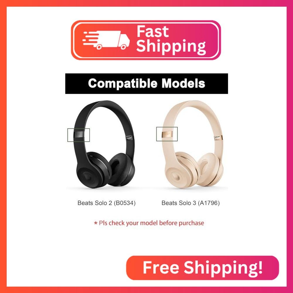 Solo 3 Wireless Earpads Replacement for Beats Solo2 Wired Headphone – Black