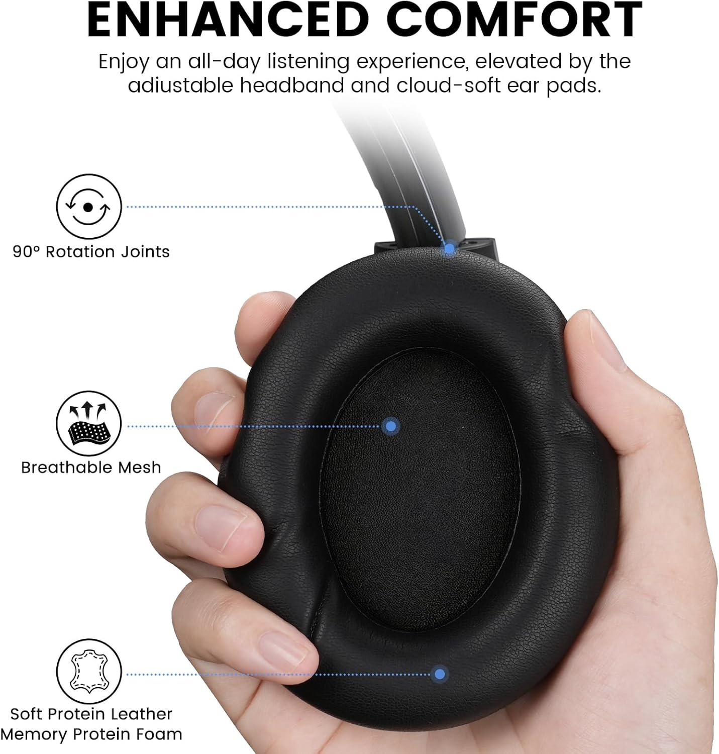 Y8+ Hybrid Active Noise Cancelling Headphones, 100H Ultra Playtime, Bluetooth 6.