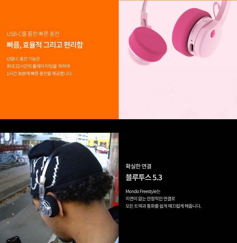 MONDO DEFUNC Freestyle On-Ear Headphones Black Gray Pink Transparent 4 Color