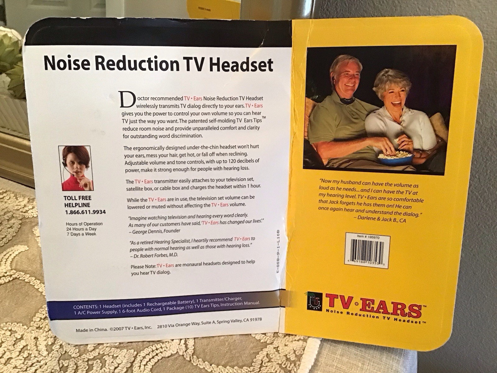 New TV EARS Wireless Noise Reduction TV Headset.  2.3 MHz, Item #195970