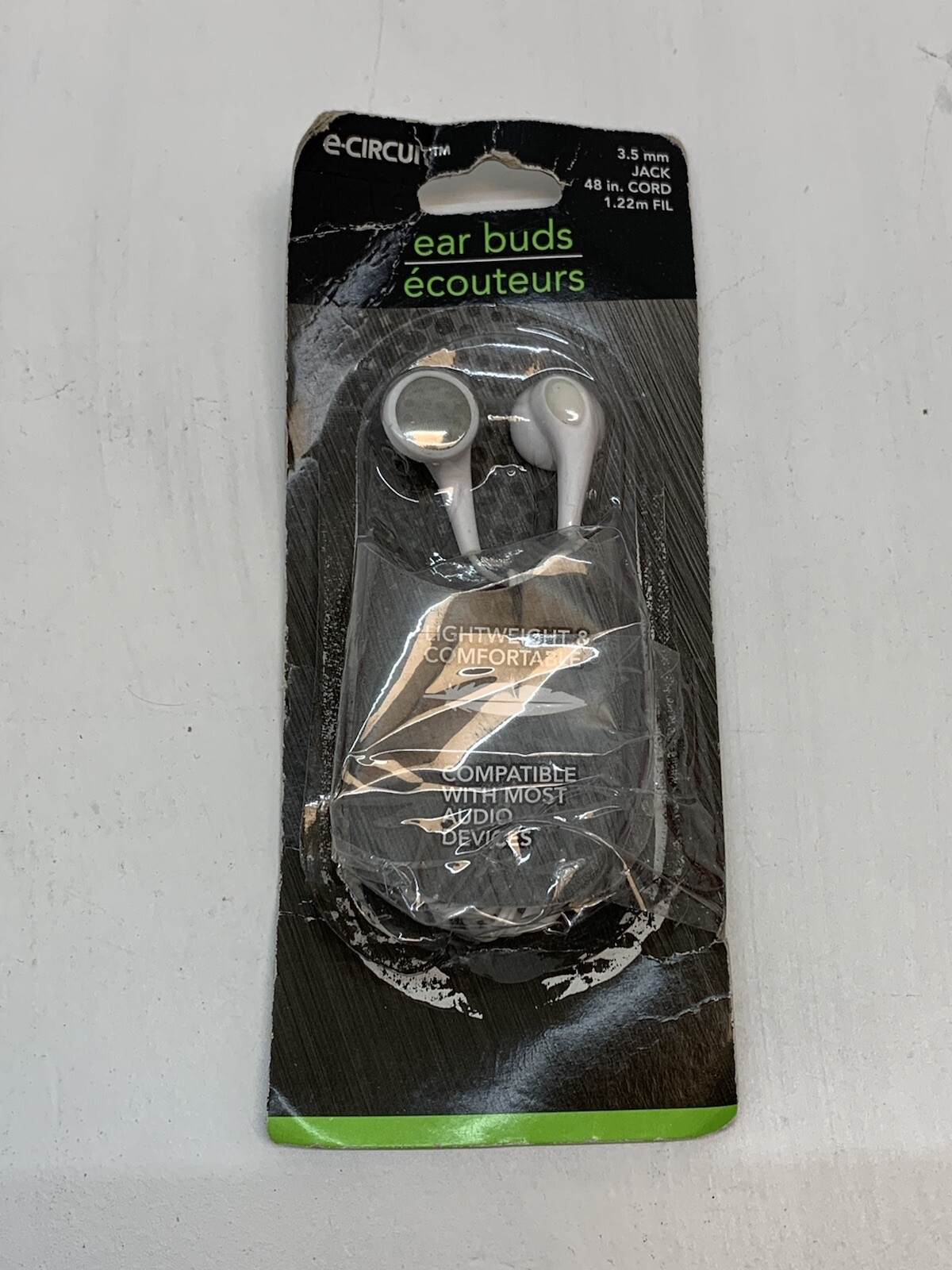 E-CIRCUIT Ear Buds Comfortable 48 Inch Cord 3.5 mm Jack White Ear Bud