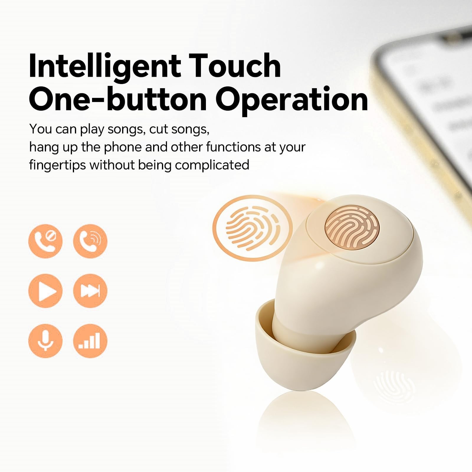 Xmenha Invisible Mini Small Earbuds Wireless Bluetooth, Skin Tone Beige