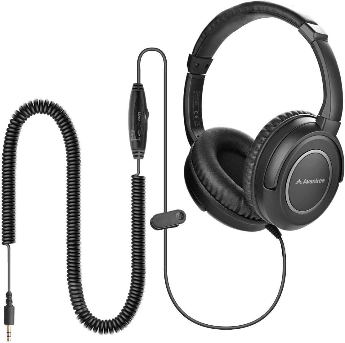 Wired Over Ear Headphones with 3.5mm AUX 40mm Drivers for TV PC 16.4ft Coiled…