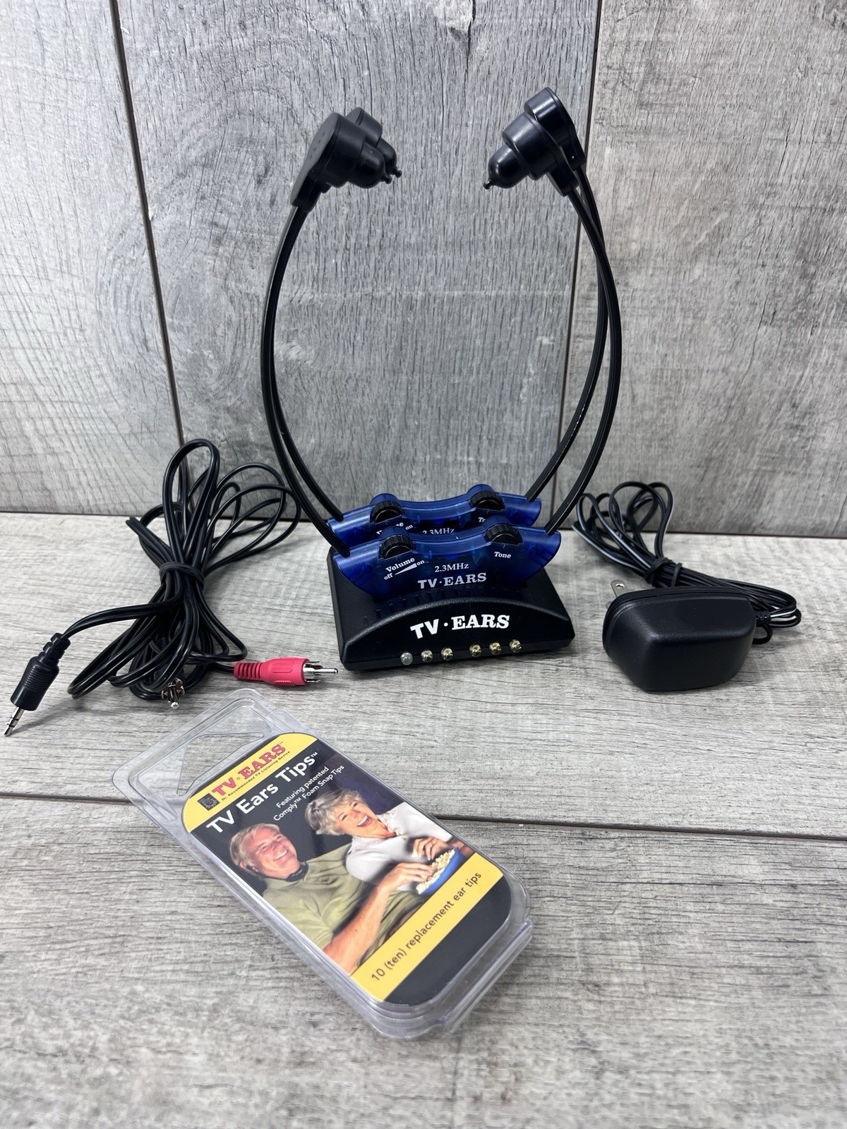 TV Ears 2.3 Mhz Clarity Wireless 2-Headsets System With Cables Extra Ear Plugs