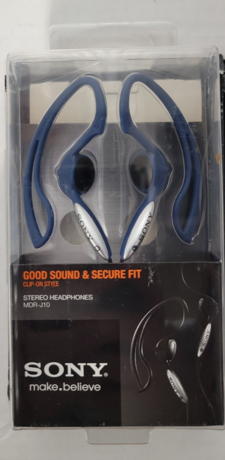 Vintage 2001 Sony MDR-J10 Vertical In Ear Clip On Headphones Blue
