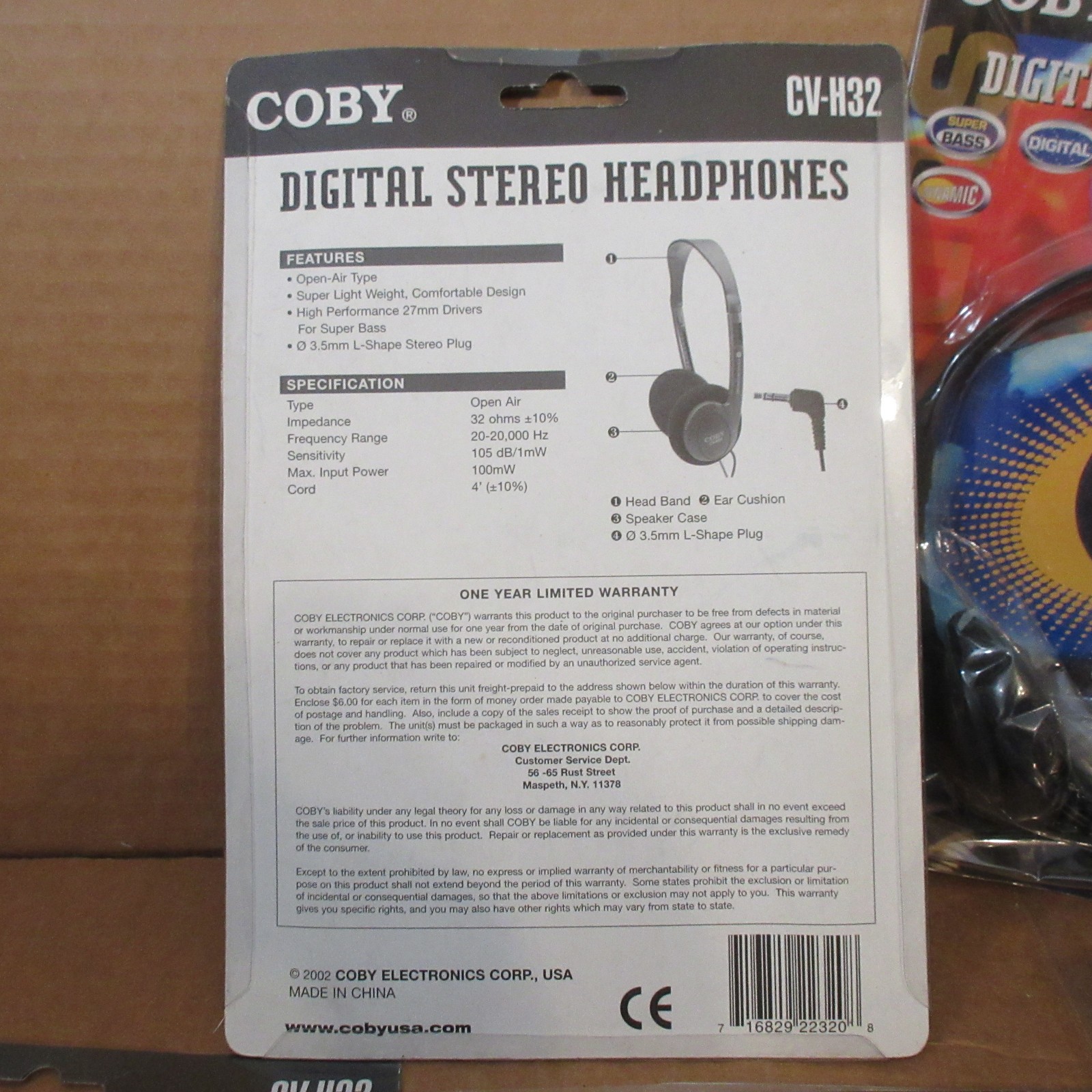 Lot of 5 Coby Vtg 2004 Digital Stereo Headphone CV-H32 Sealed Package