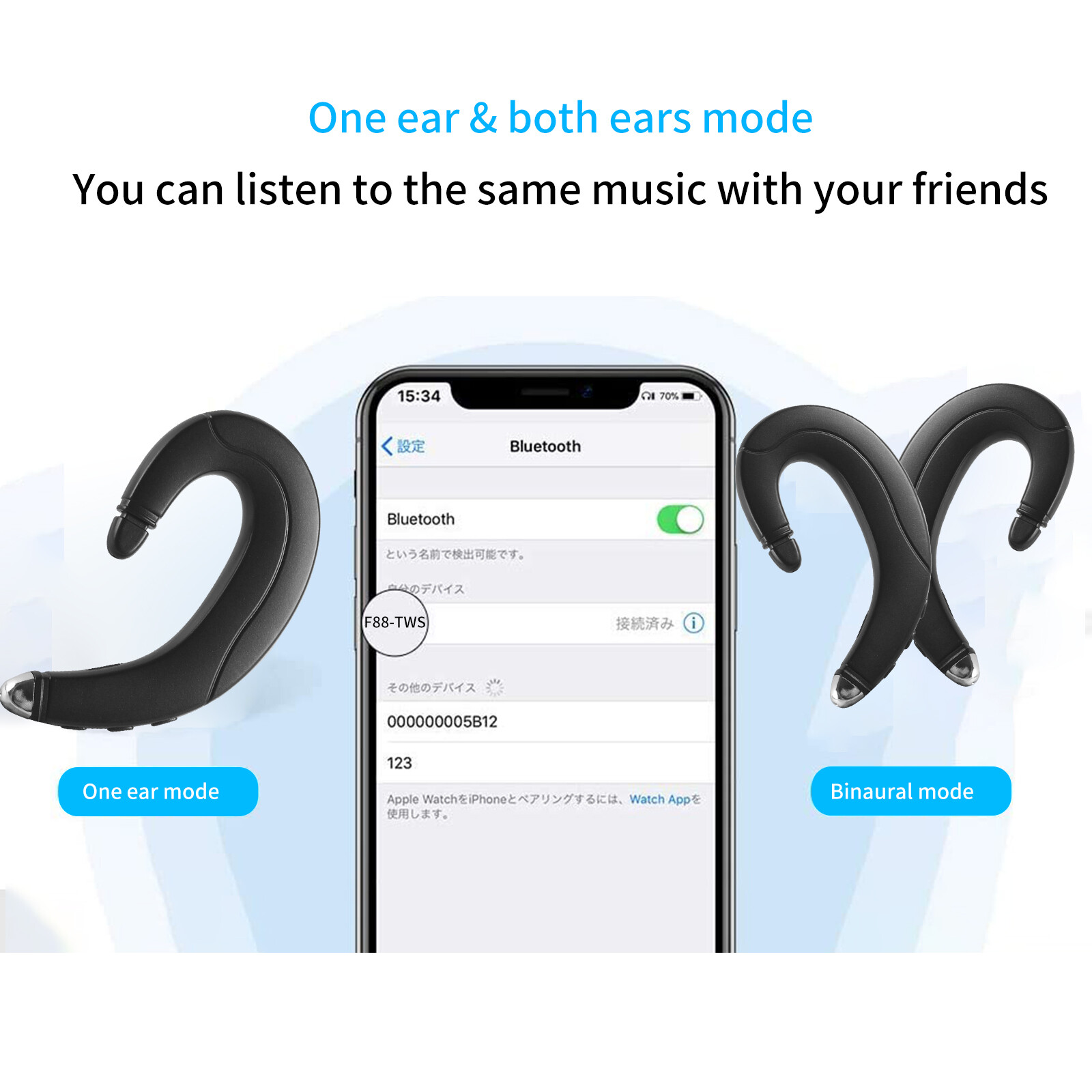 1 Pair Bluetooth Earbuds Stereo Headphone True Wireless Earphone Waterproof US