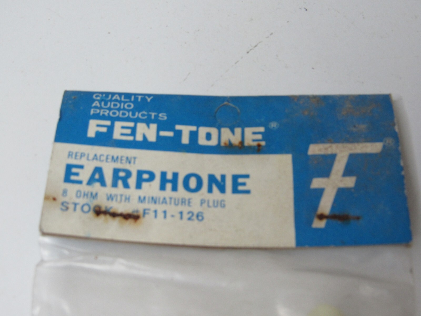 Vintage Fen Tone Fentone Ear 8 Ohm With Miniature Plug #US28