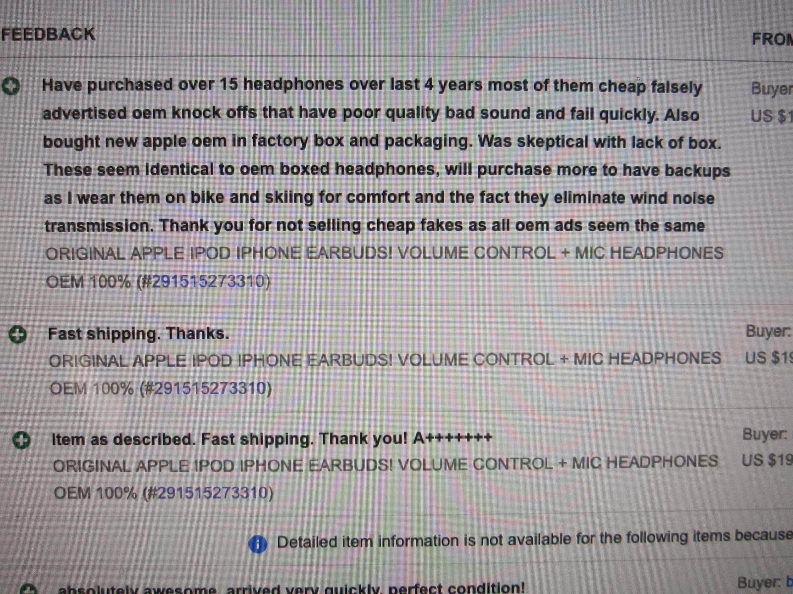 FACTORY APPLE IPOD IPHONE ORIGINAL EARBUDS HEADPHONES + VOLUME CONTROL + MIC