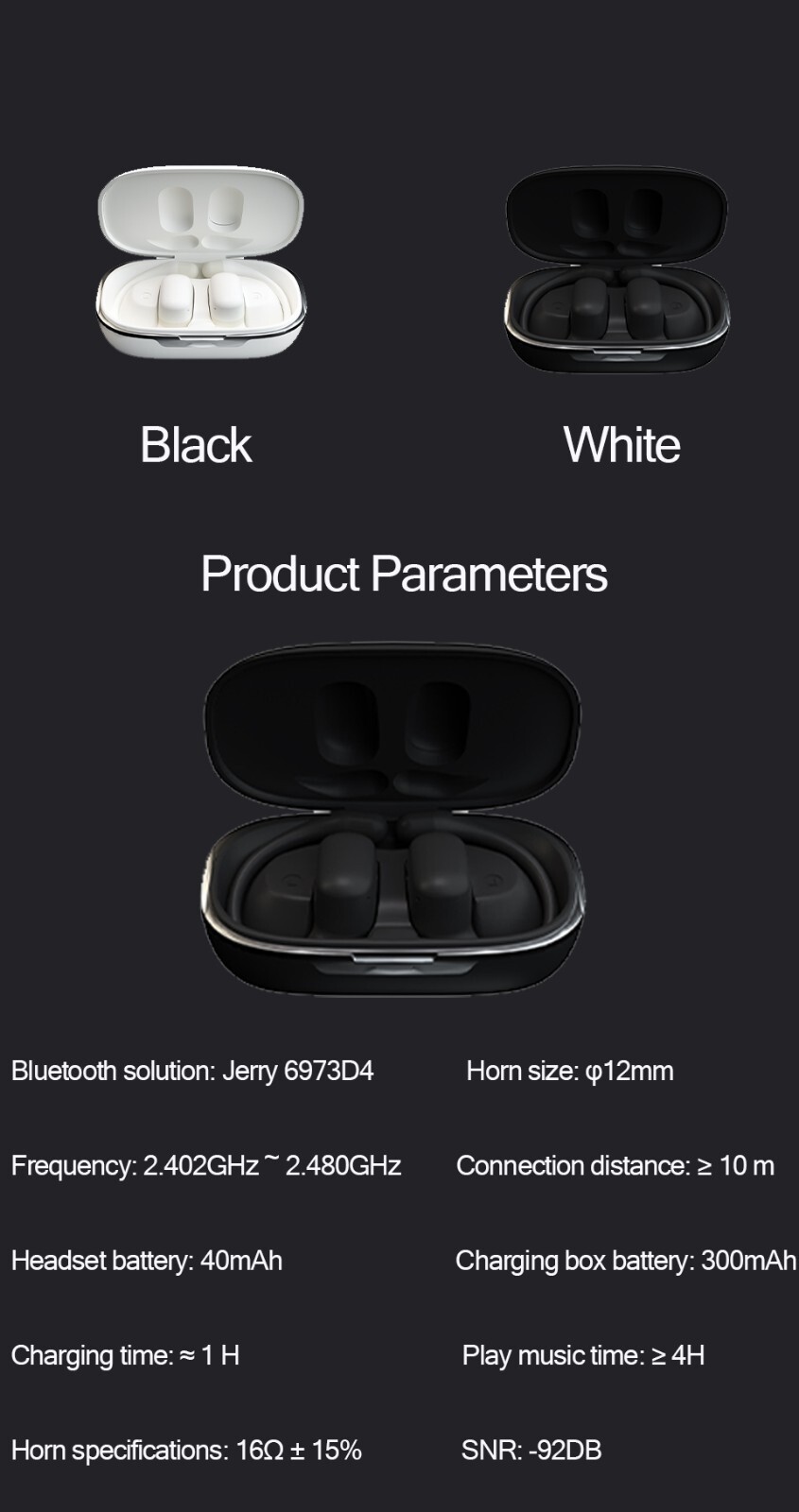 Open Ear Headphones Bluetooth Wireless Over Earbuds with Ergonomic Earhook BLACK