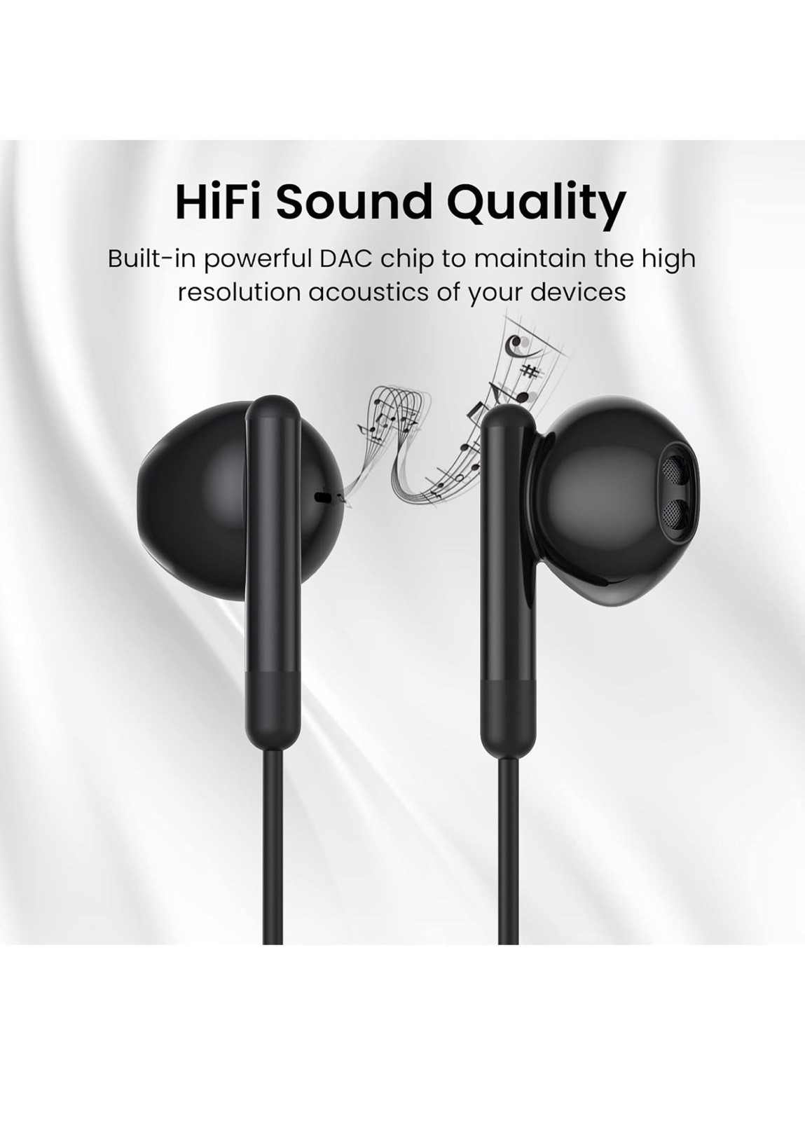 USB C Headphones for iPhone 17 16 15 Pro Max Plus iPad C Earphones, Black