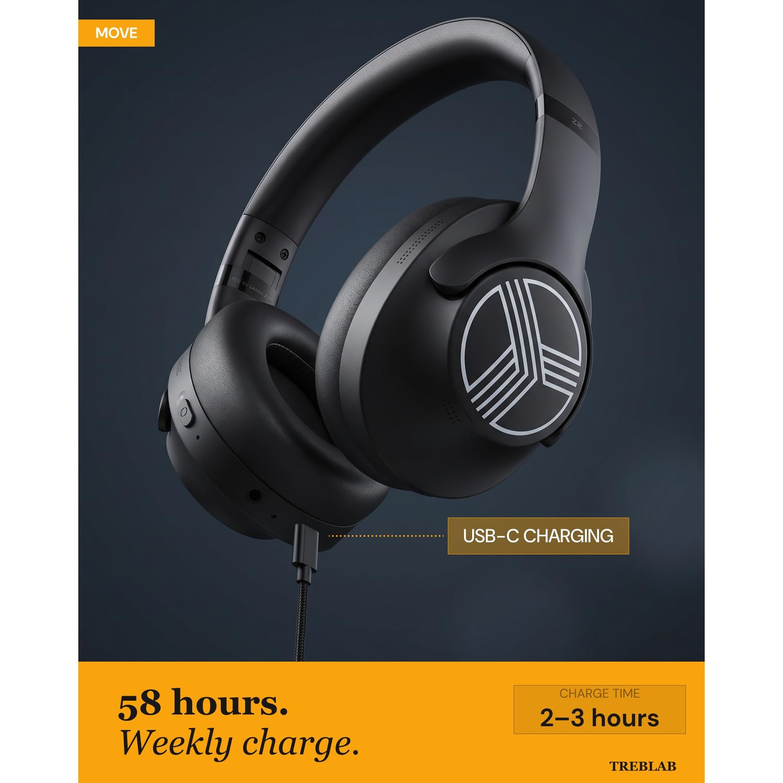 TREBLAB Z2 Sports Wireless Headphones Bluetooth HD Sound, Deep Bass, 35H Battery