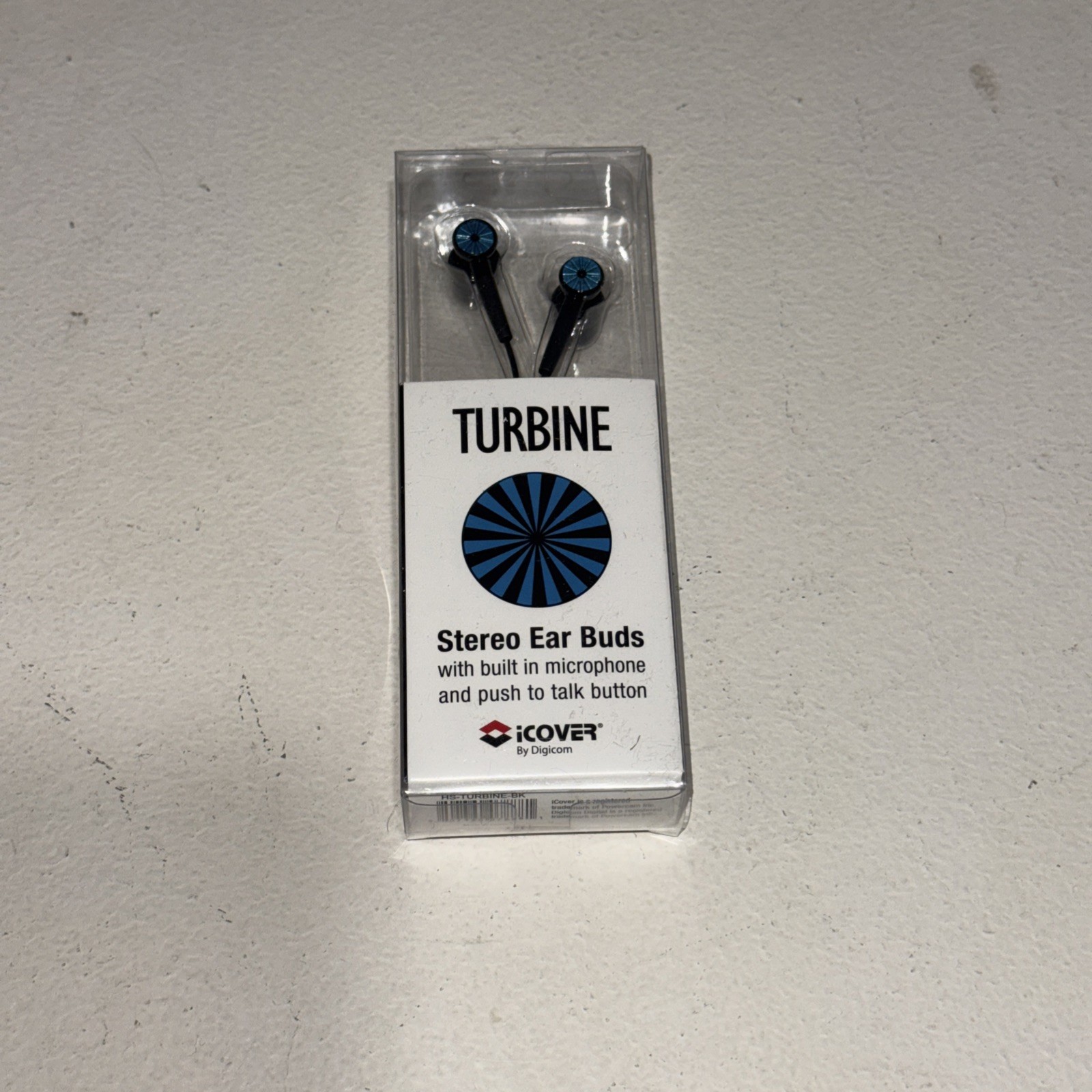 Turbine stereo earbuds with built-in microphone & push to talk button 3.5mm Blue