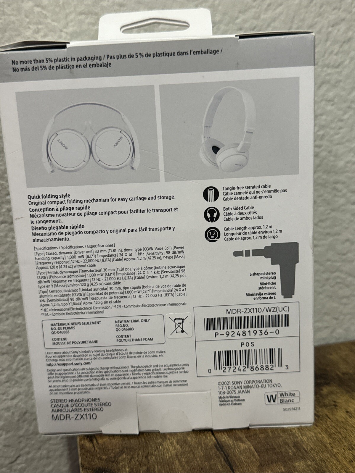 Sony MDR-ZX110 Ear-Pad (On the Ear) Headband Headphones – White NEW SEALED
