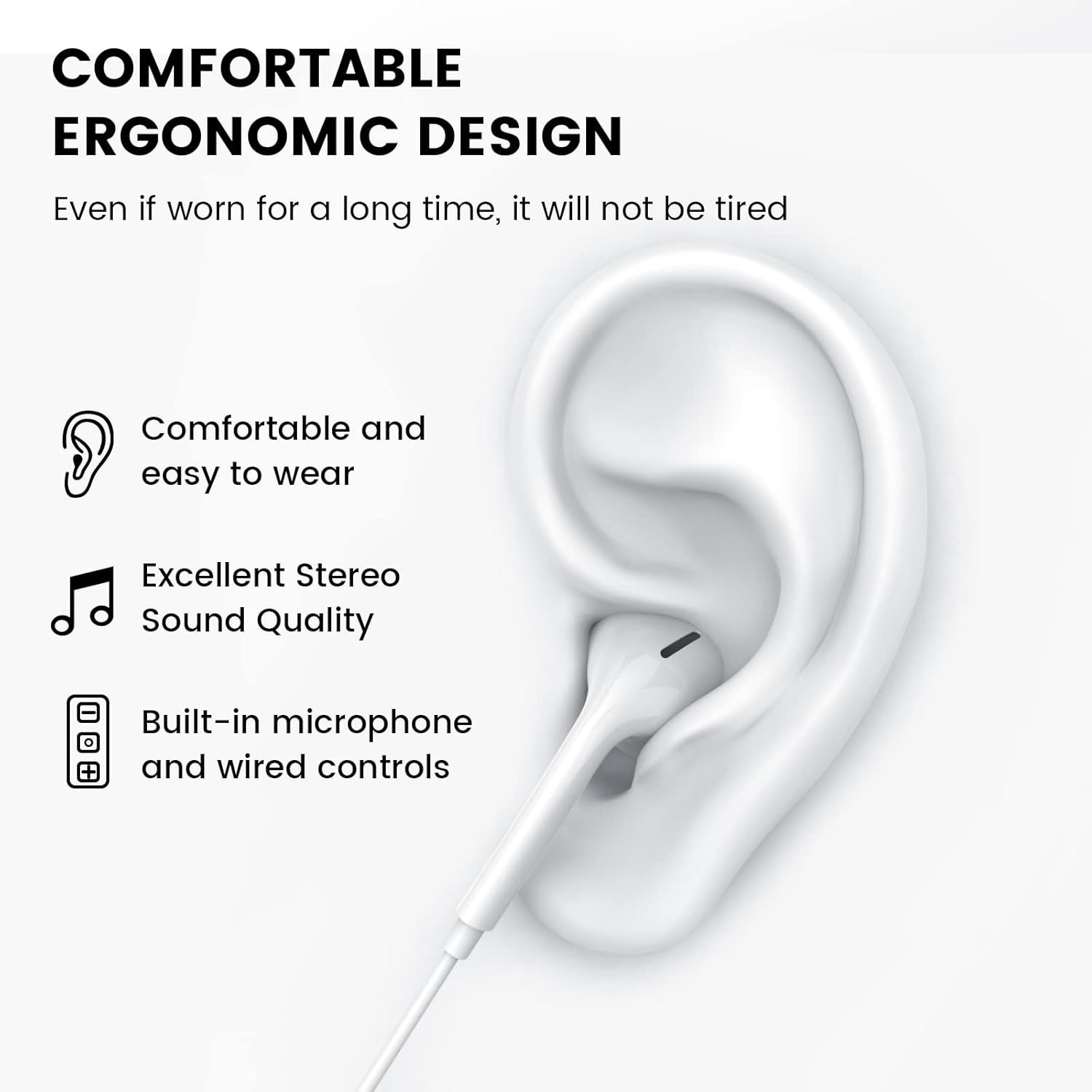3.5mm Wired In-Ear Earbuds with Microphone & Volume Control