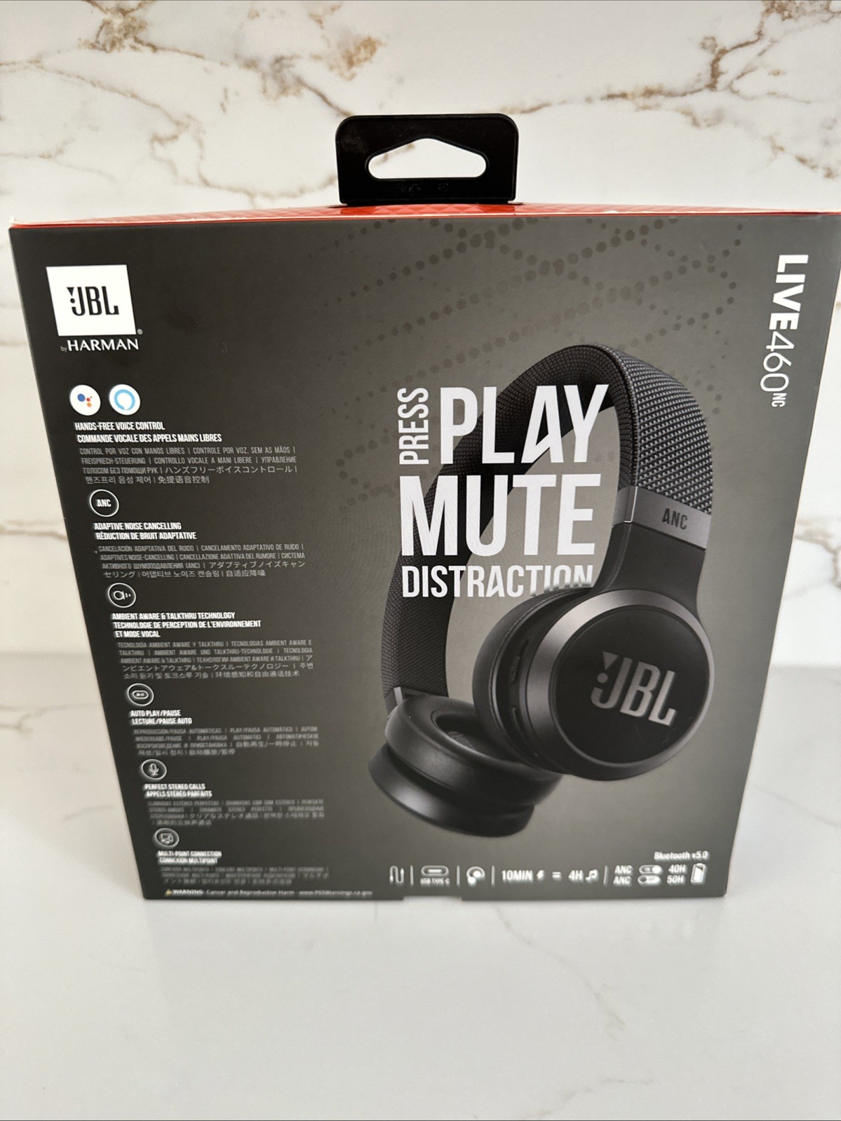 JBL Live 460NC Noise Cancelling Bluetooth Headphones Black Voice Assistant