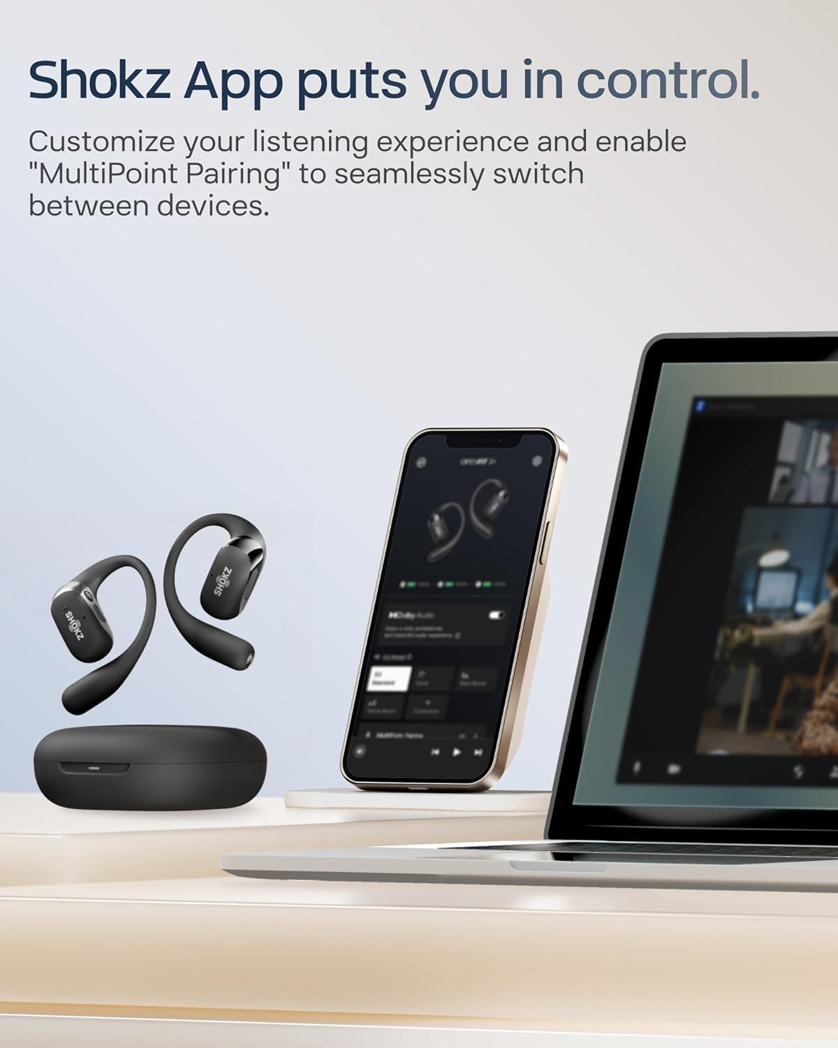 SHOKZ NEW Openfit 2+ Open-Ear Headphones, Dolby Audio Enabled, Comfortable Earbu