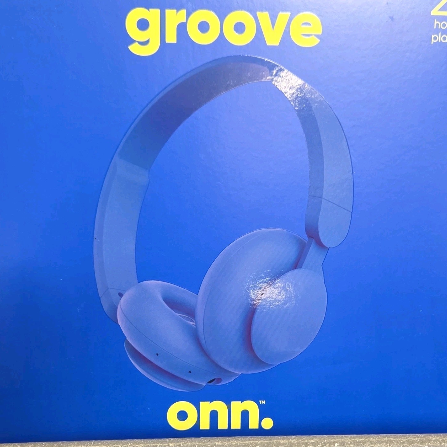 onn. Groove Bluetooth Wireless On-Ear Headphones w/ Mic, Blue, 24 Hr