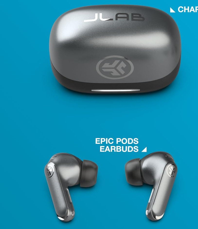 JLab Epic Pods ANC True Wireless Earbuds Active Noise Cancelling Bluetooth Black