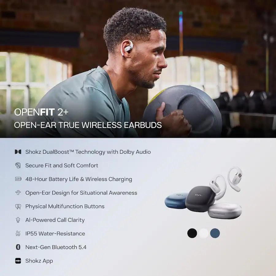 ✅ SEALED: SHOKZ OpenFit 2+ Headphones Open-Ear Design | Dolby Audio | Black ✅