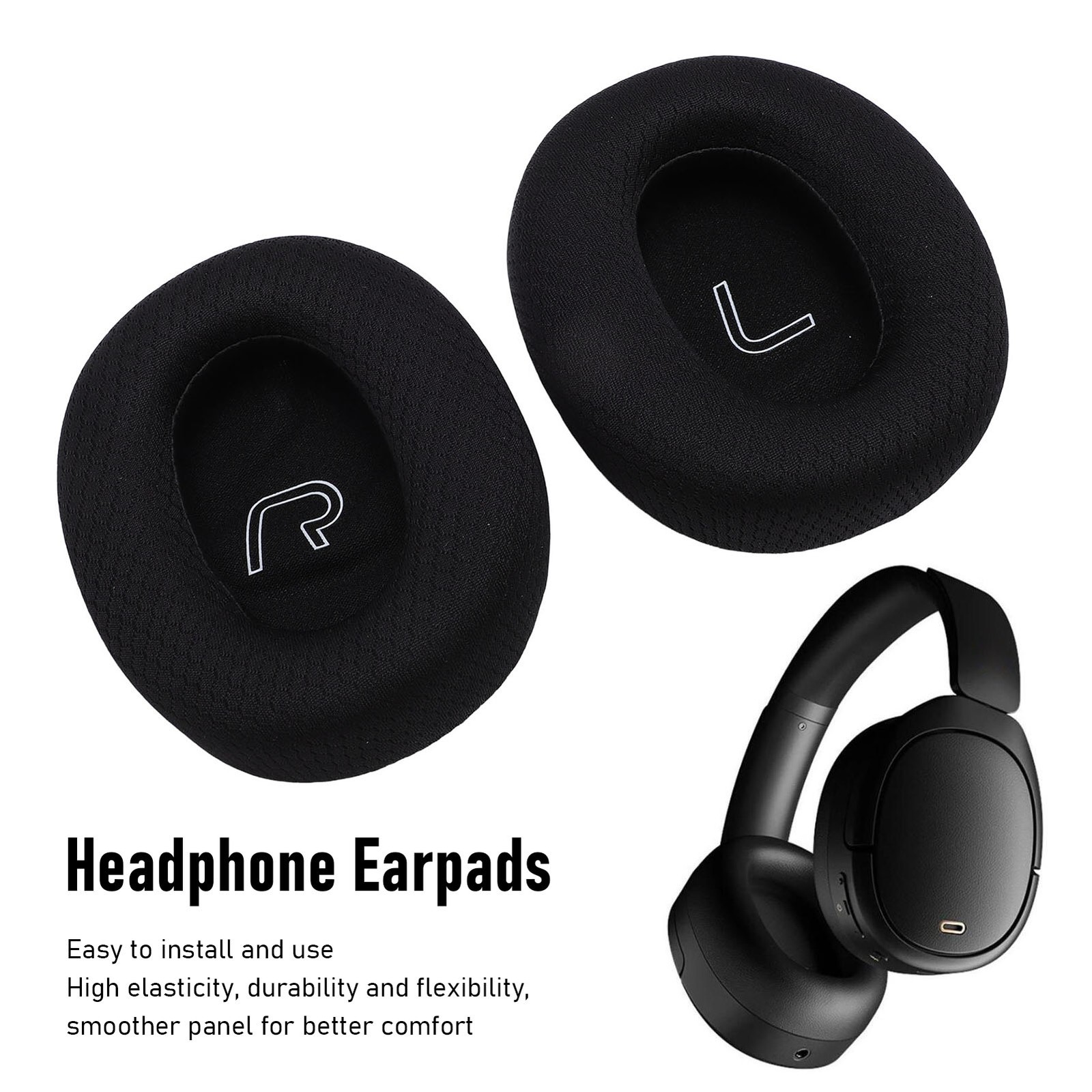 Headphone Earpads Comfortable Breathable Mesh Fabric Enhance Sound Quality AMHP