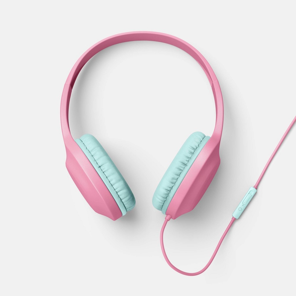 heyday Wired On-Ear Headphones Built-in Mic Candy Pink Foam Cushions