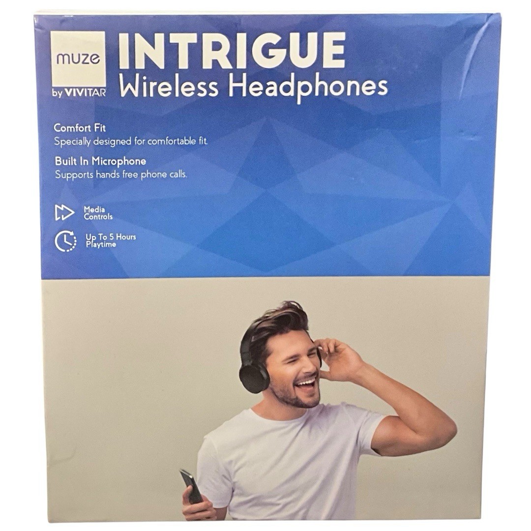 MUZE By Vivitar Intrigue Bluetooth Wireless Headphones Siri & Google Voice Assis