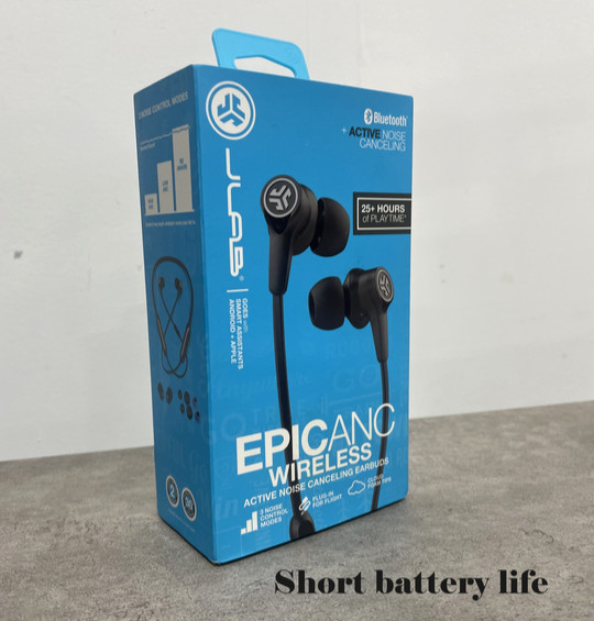 Jlab EPIC ANC WIRELESS In-Ear Neckband Earphone Black – Used- Short battery life