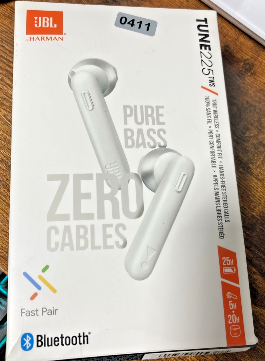 JBL Tune 225TWS True Wireless Earbuds White
