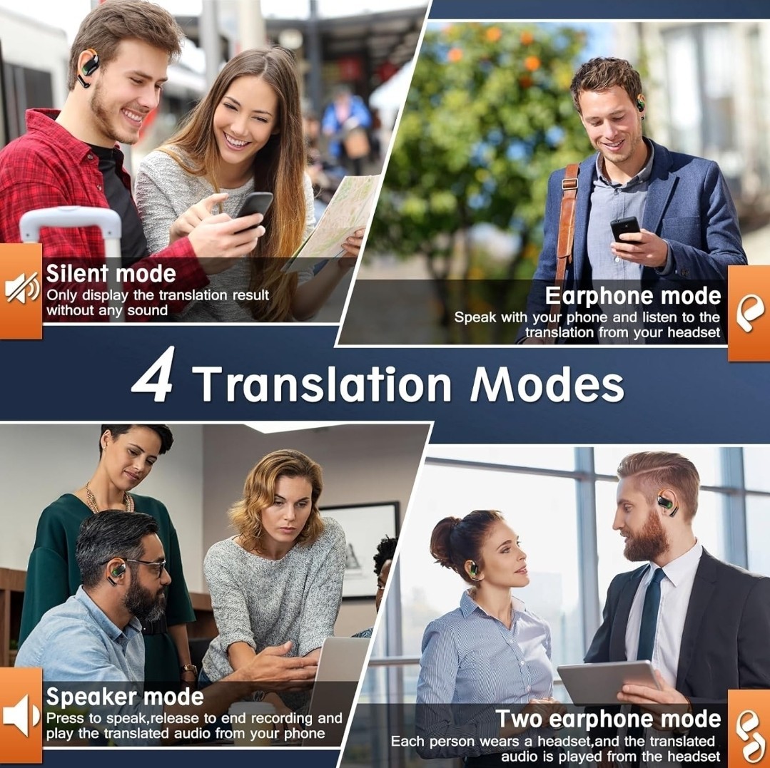 AI Real Time Translation 3-in-1 Earbuds, iOS & Android, 144 Languages