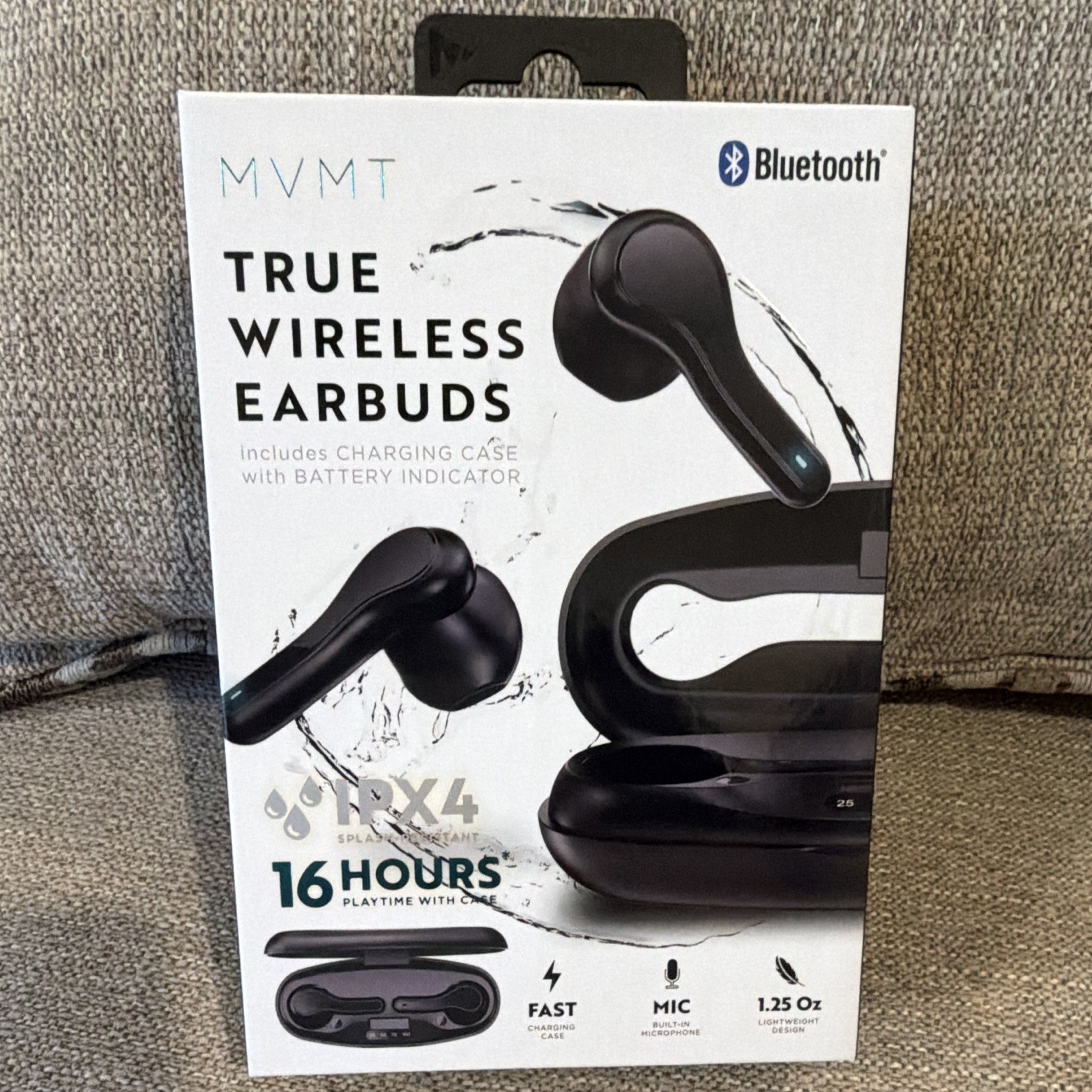 MVMT True Wireless Bluetooth In-Ear Earbuds w/ Case 16Hr IPX4 USB-C Black