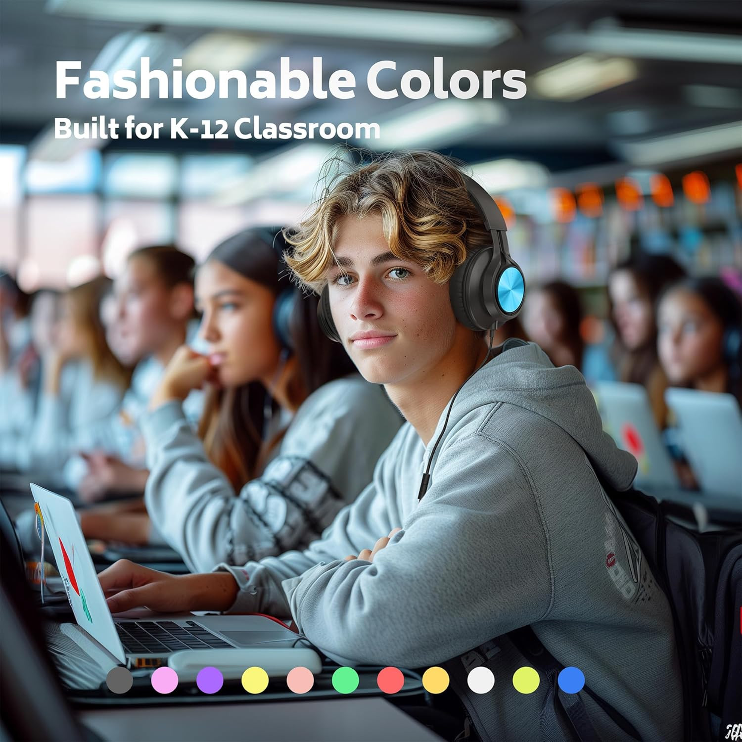 Classroom Headphones Bulk 10 Pack – Wired Headphones for Kids for School, K-12 S