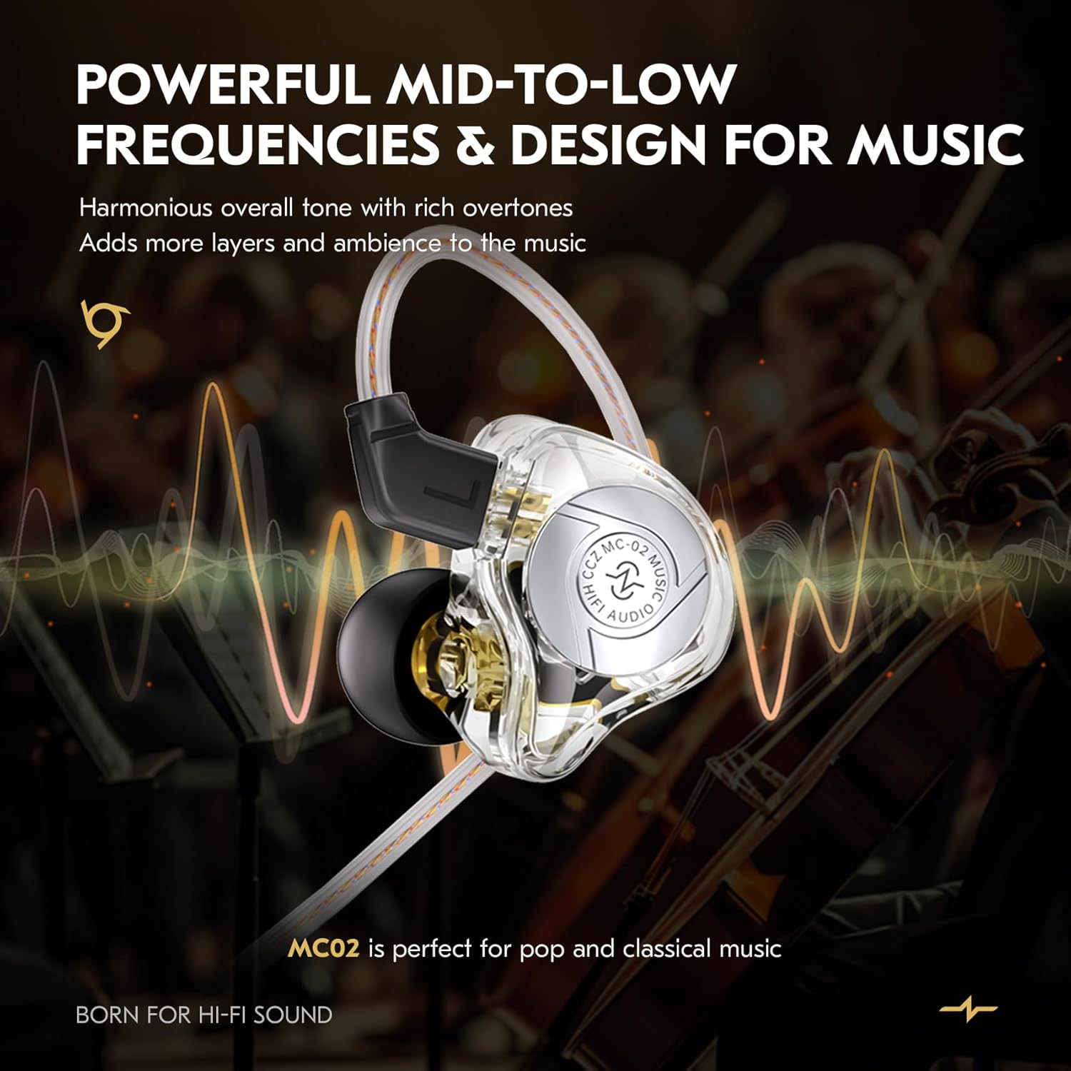 Hifi IEM for Gaming, CCZ MC02 in Ear Monitor, Clear Crystal Sound Gaming Earbuds