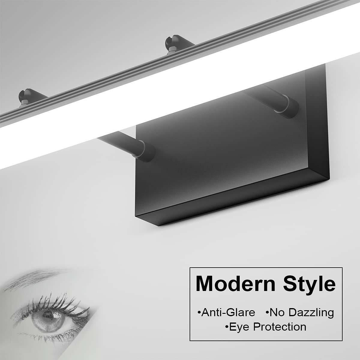 19.7 Inch Modern Black Vanity Light Adjustable LED Bathroom Light Fixture over M