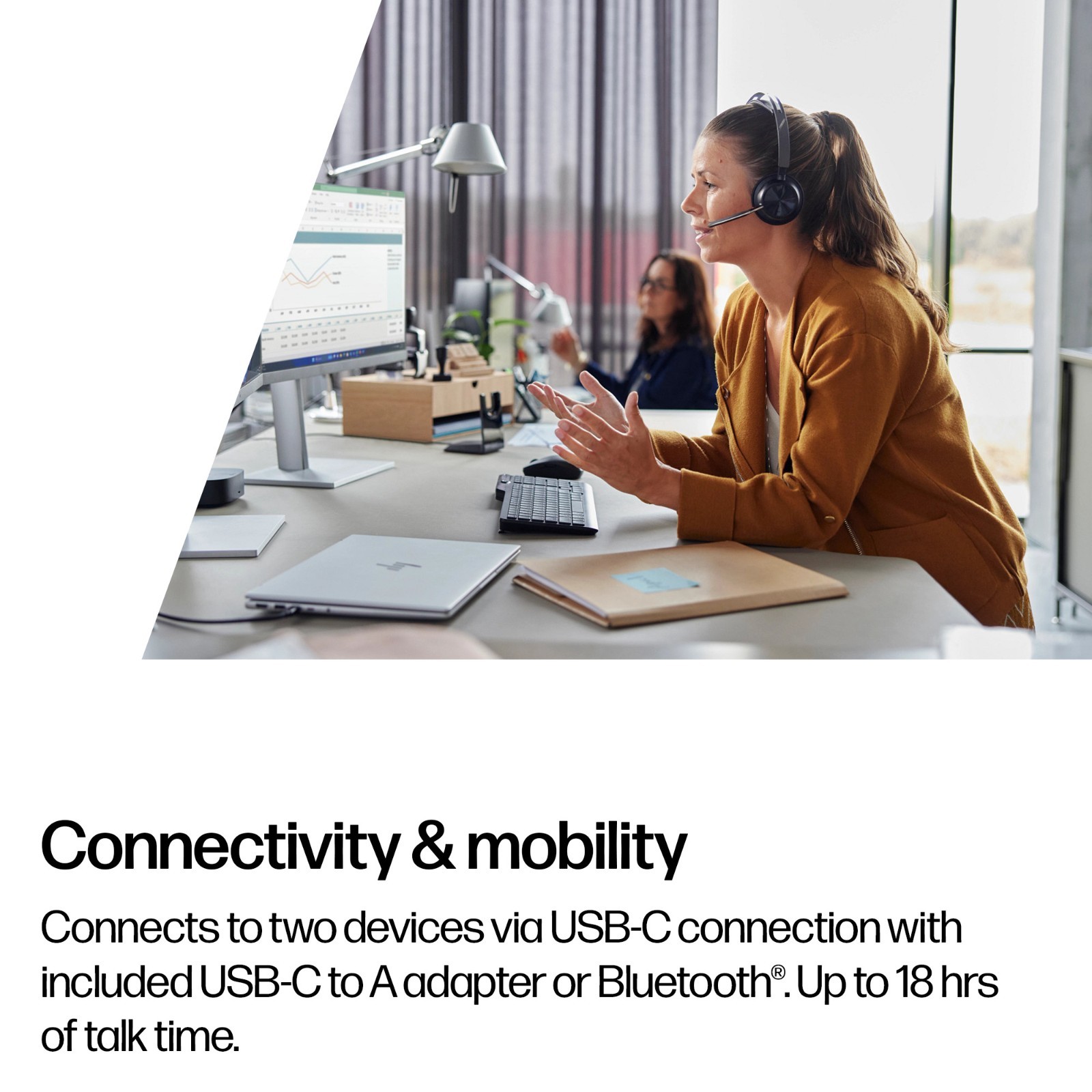 Poly Voyager Focus 2 USB-C-C Headset +USB-C/A Adapter +Charging Stand