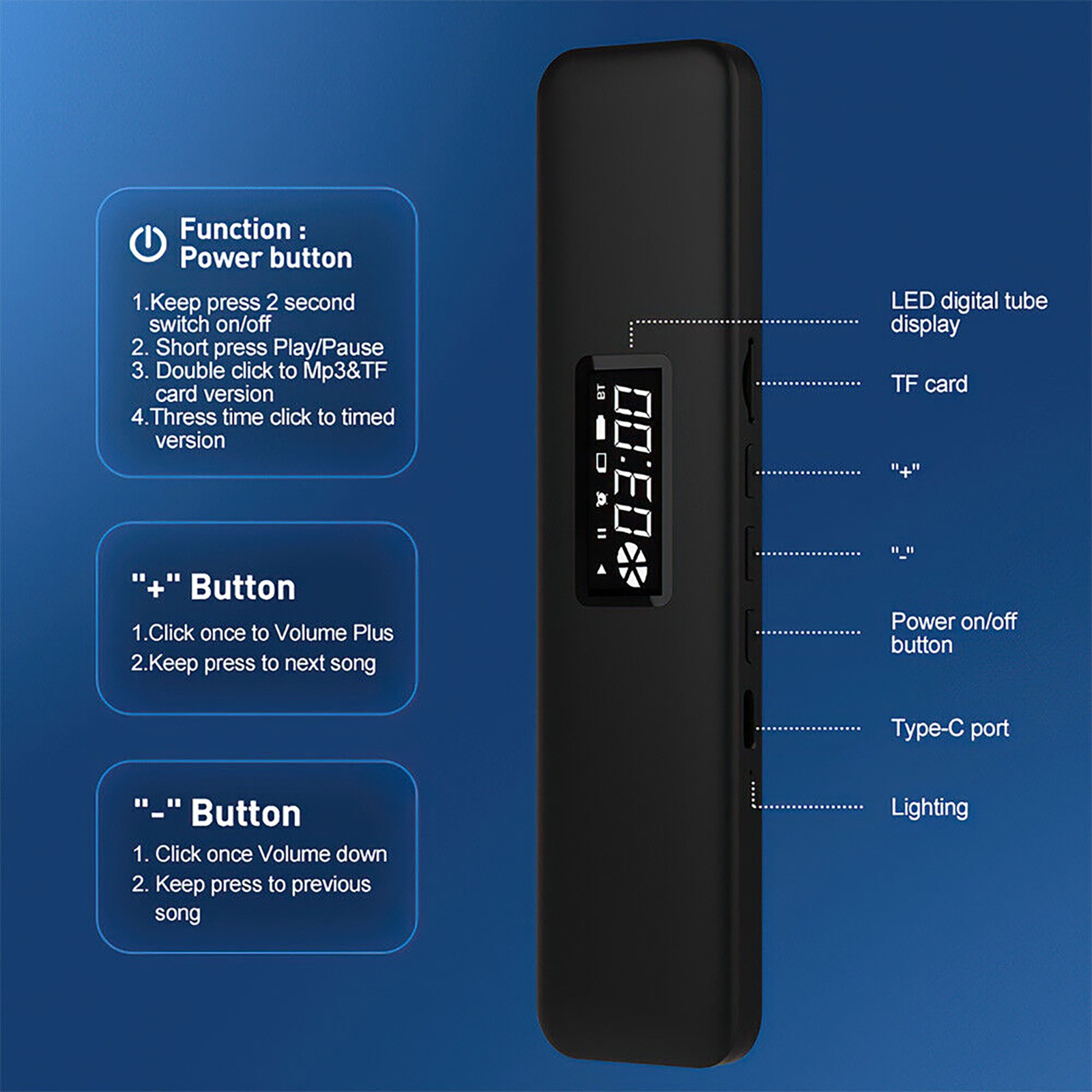 5.3 Rechargeable Bone Conduction Sleep Soundbar Light LED Wireless Speaker
