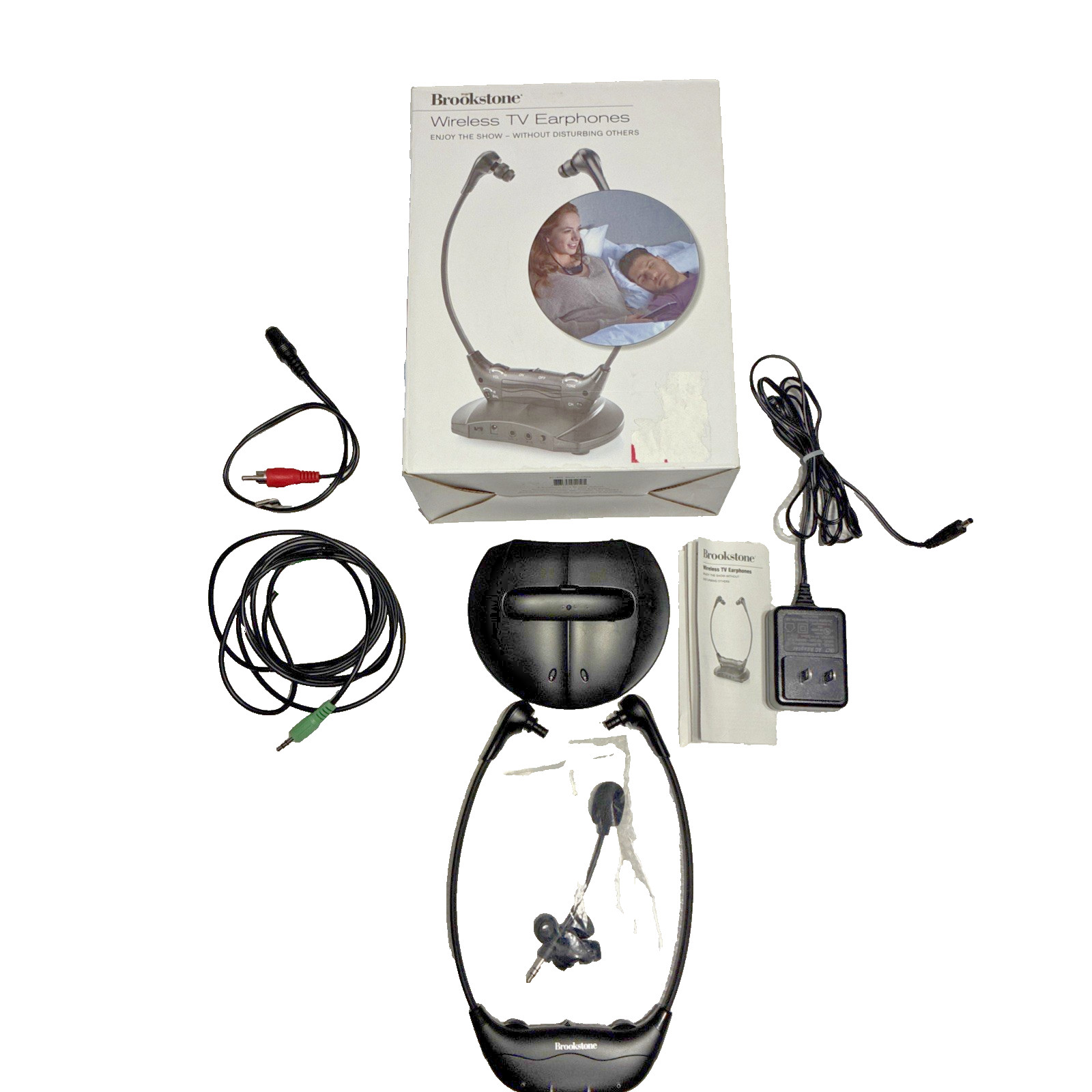 Brookstone Wireless Tv Earphones 2.4Gz Digital UHF Technology. Detachable Mic