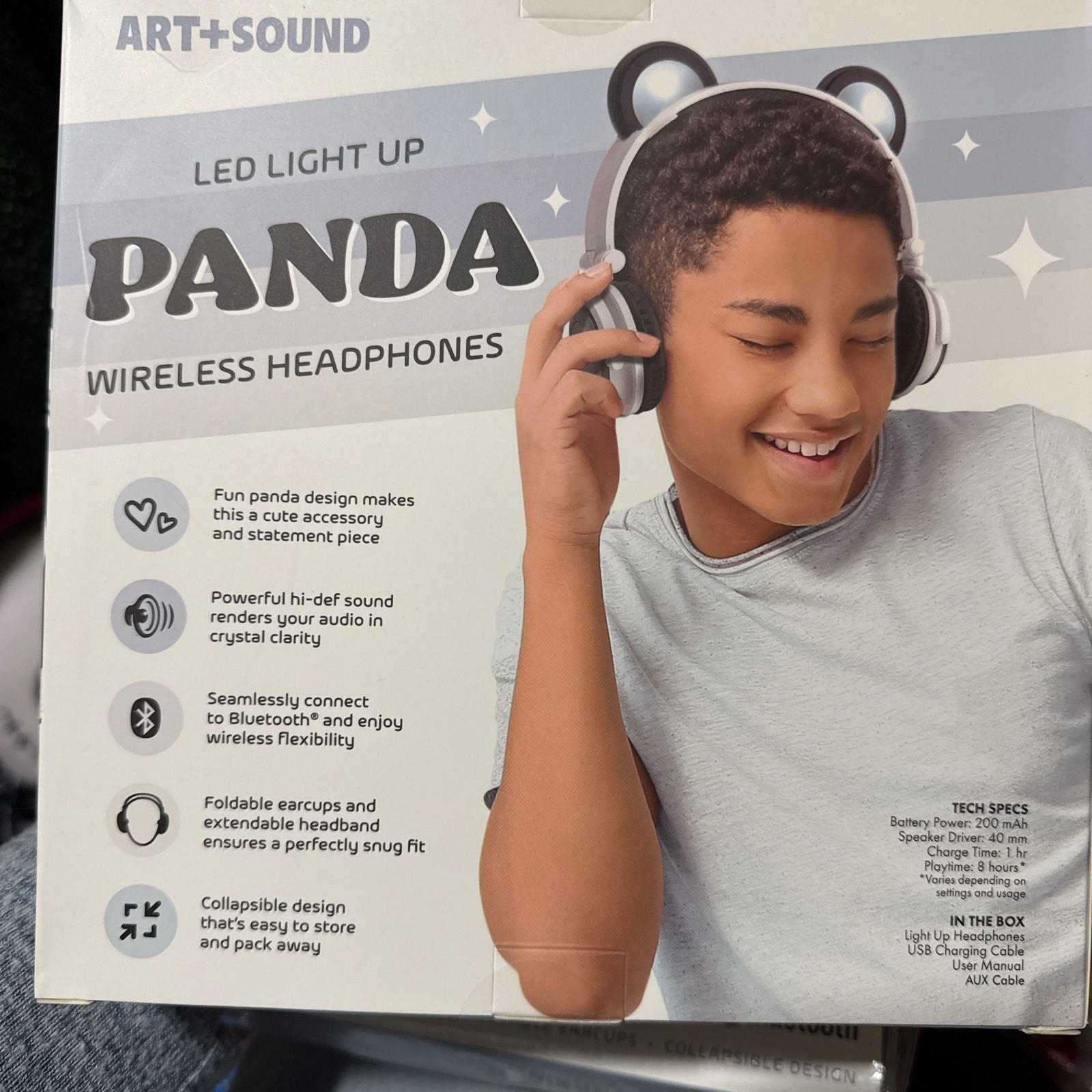 The Item Shown Is The Art+Sound LED Light Up Panda Wireless Headphones. New NIB