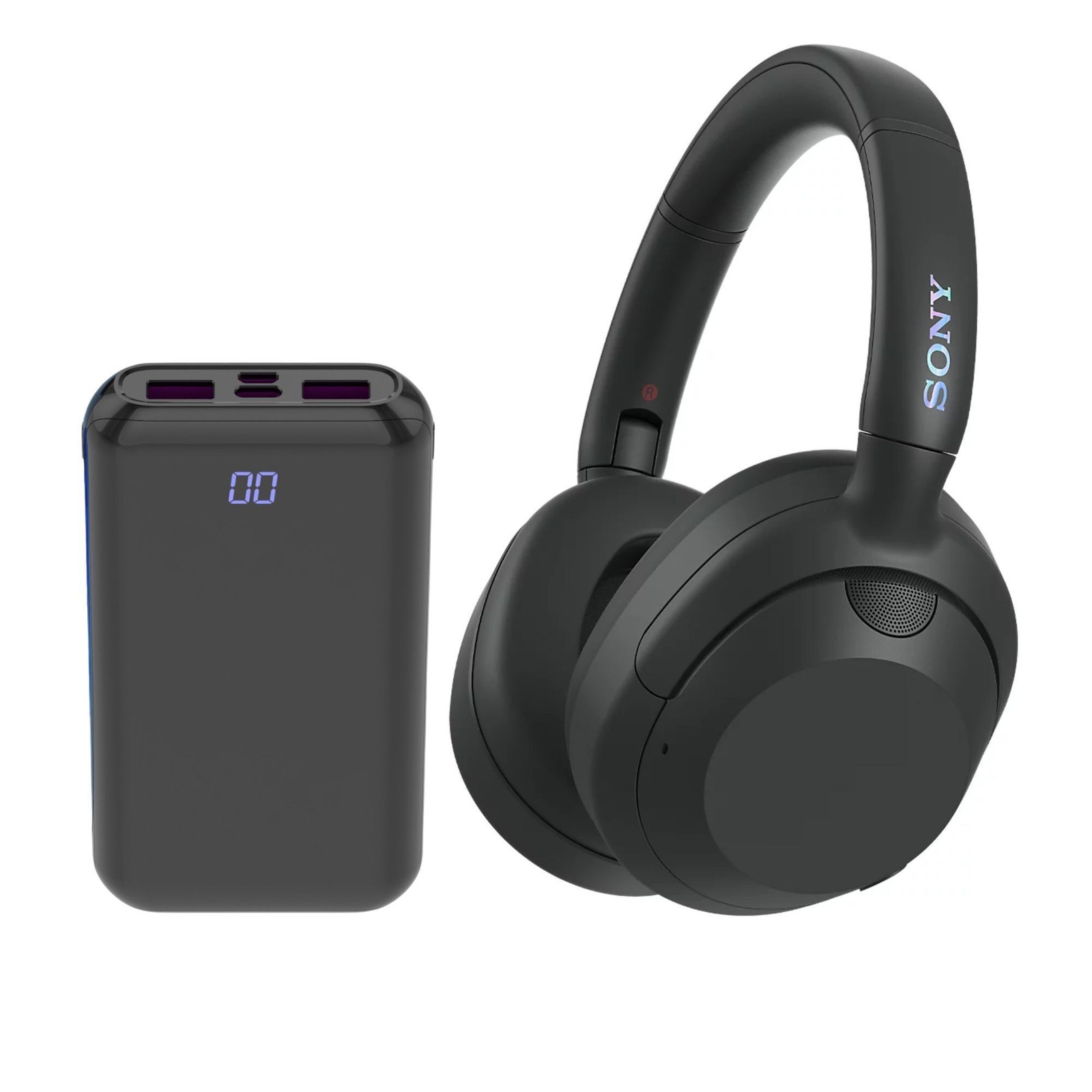 Sony WHULT900N-B ULT Noise Cancelling Headphones Battery Pack Bundle (Black)