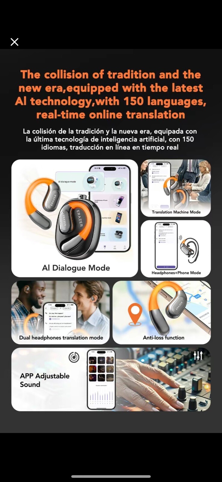 ERAZER XF31 Al Translation Earphones True Wireless OWS Headphones
