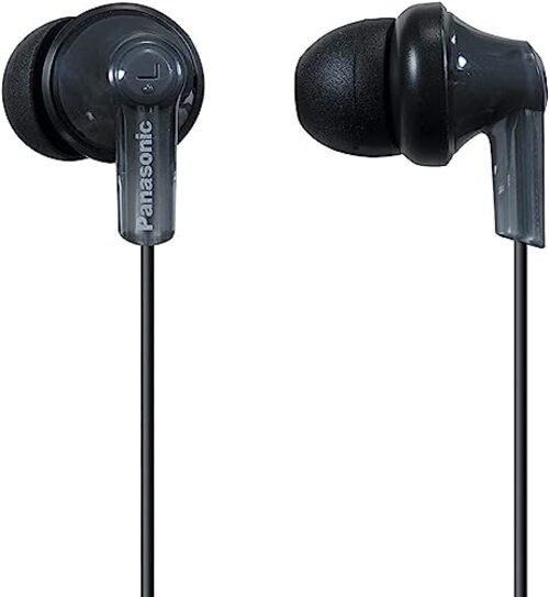 Panasonic ErgoFit Wired Earbuds, In-Ear Headphones with Dynamic Black No Mic