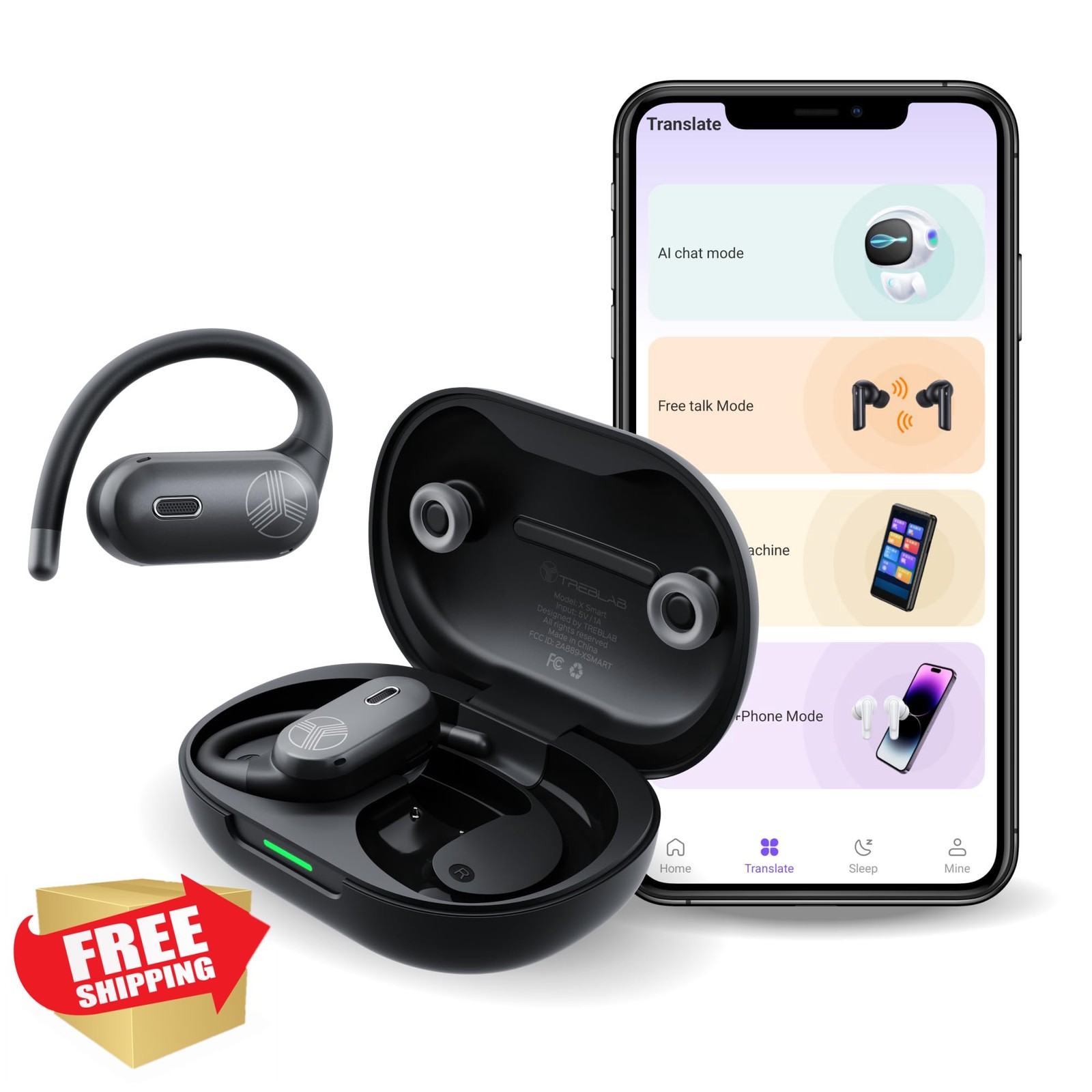 TREBLAB X-Smart AI Bluetooth Translation Earbuds Gaming Mode IPX5
